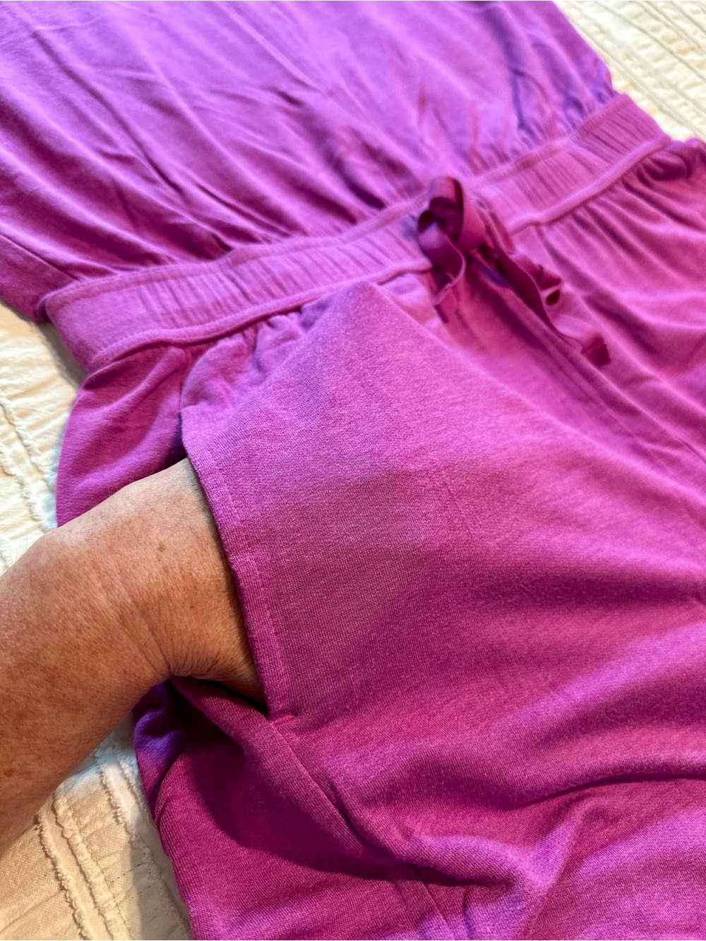LOFT Lou & Grey Drawstring Fuchsia Romper with Pockets M So Soft & Comfy! - Picture 9 of 11